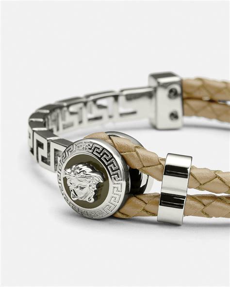 versace buckle bracelet|Versace Greca and Leather Buckle Bracelet .